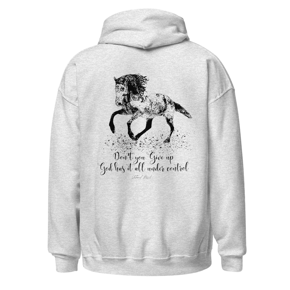 Heather Gray Horse Graphic Hoodie - Inspirational Script Dont Give Up